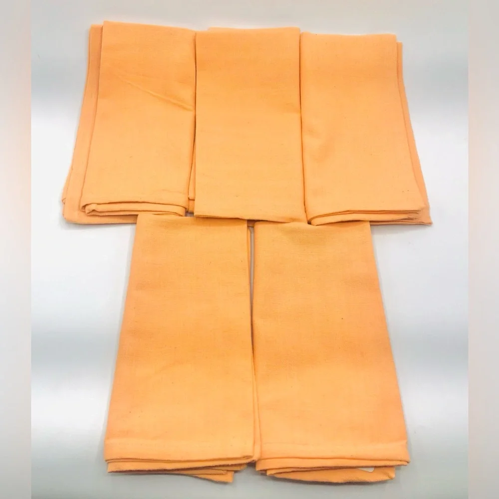 5 Orange Salmon 100% Cotton Cloth Dinner Napkins 17x17 Solid Woven Table Linens